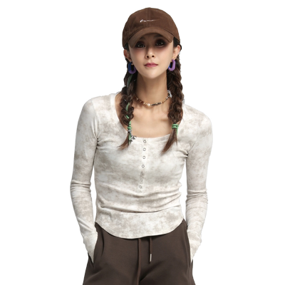 周丽君联名系列That's it&BAIWU艺术晕染长袖T恤ZLJ24581011