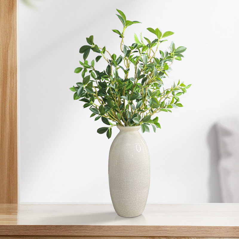 小清新家居餐桌装饰仿真花山茶叶绿植叶子假花艺摆件陶瓷花瓶摆件