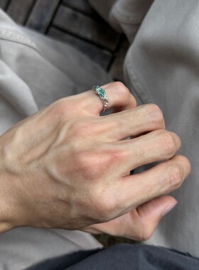 马尔代夫蓝钻枯枝戒指男女小指小拇指环高级感可调节食指戒送男友