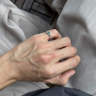 马尔代夫蓝钻枯枝戒指男女小指小拇指环高级感可调节食指戒送男友