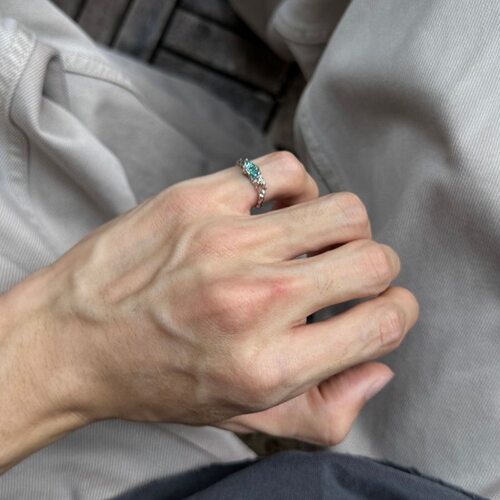 马尔代夫蓝钻枯枝戒指男女小指小拇指环高级感可调节食指戒送男友