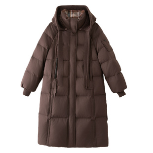 专柜正品90白鸭绒韩版宽松针织帽中长款加厚保暖羽绒服2025冬新款