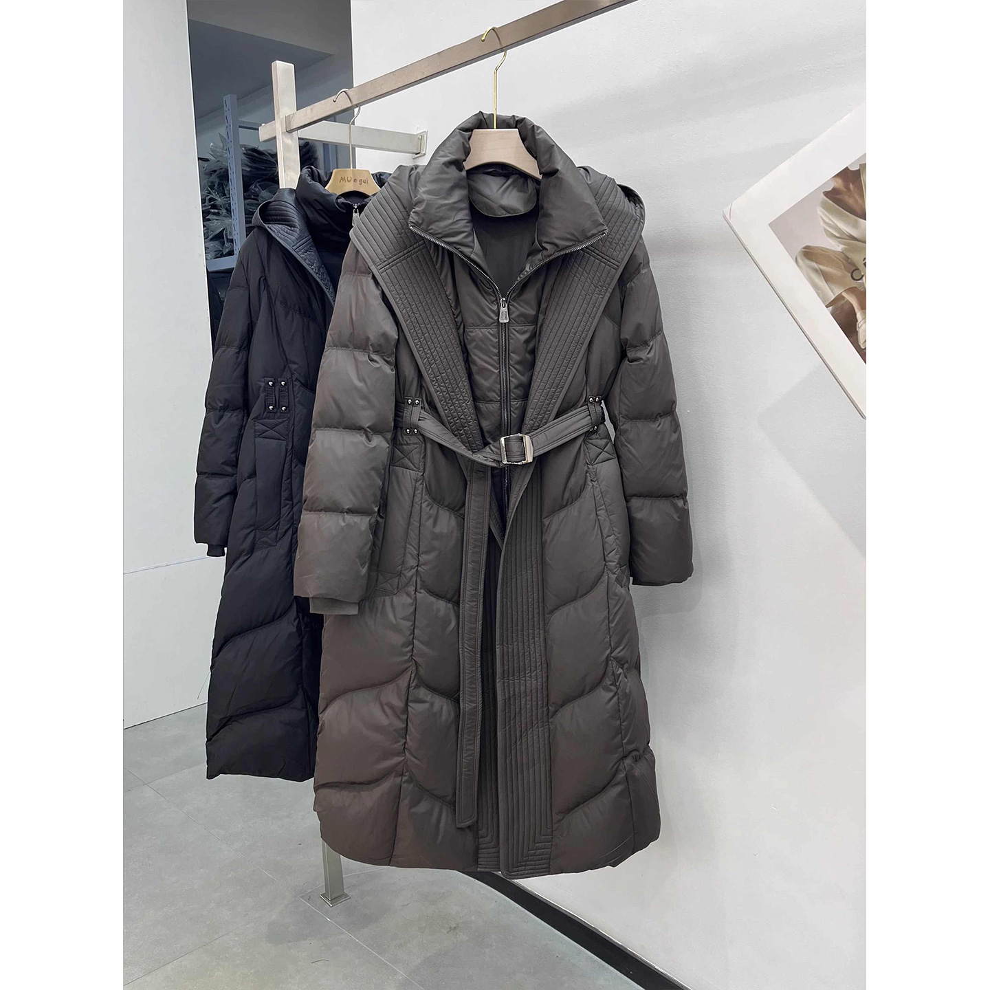 长款羽绒服2025新款90白鸭绒收腰