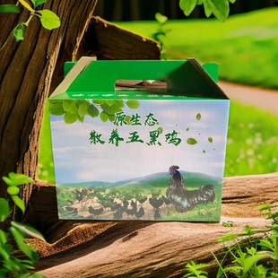 五黑鸡包装盒珍珠鸡乌骨黑鸡包装礼盒野鸭盒白条山鸡手提送礼盒