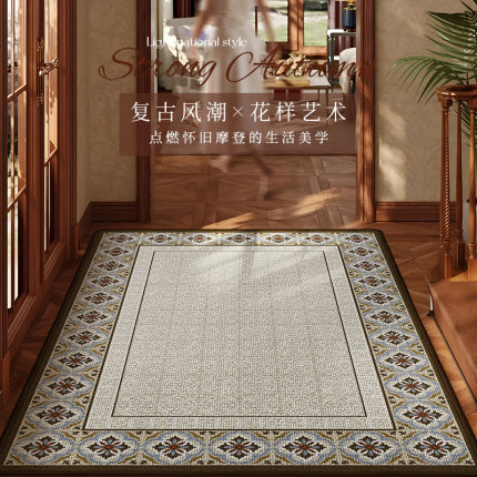 美式入户门地垫高级感复古玄关进门脚垫家用门口室内防滑地毯加厚