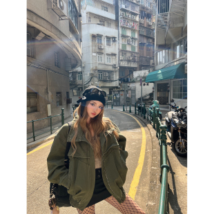 休闲宽松廓形轻复古水洗工装 雪茄盒 夹克外套 Lin Xinlei