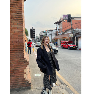 Xinlei 方糖西装 黑色廓形oversized西装 外套女春时髦穿搭 Lin