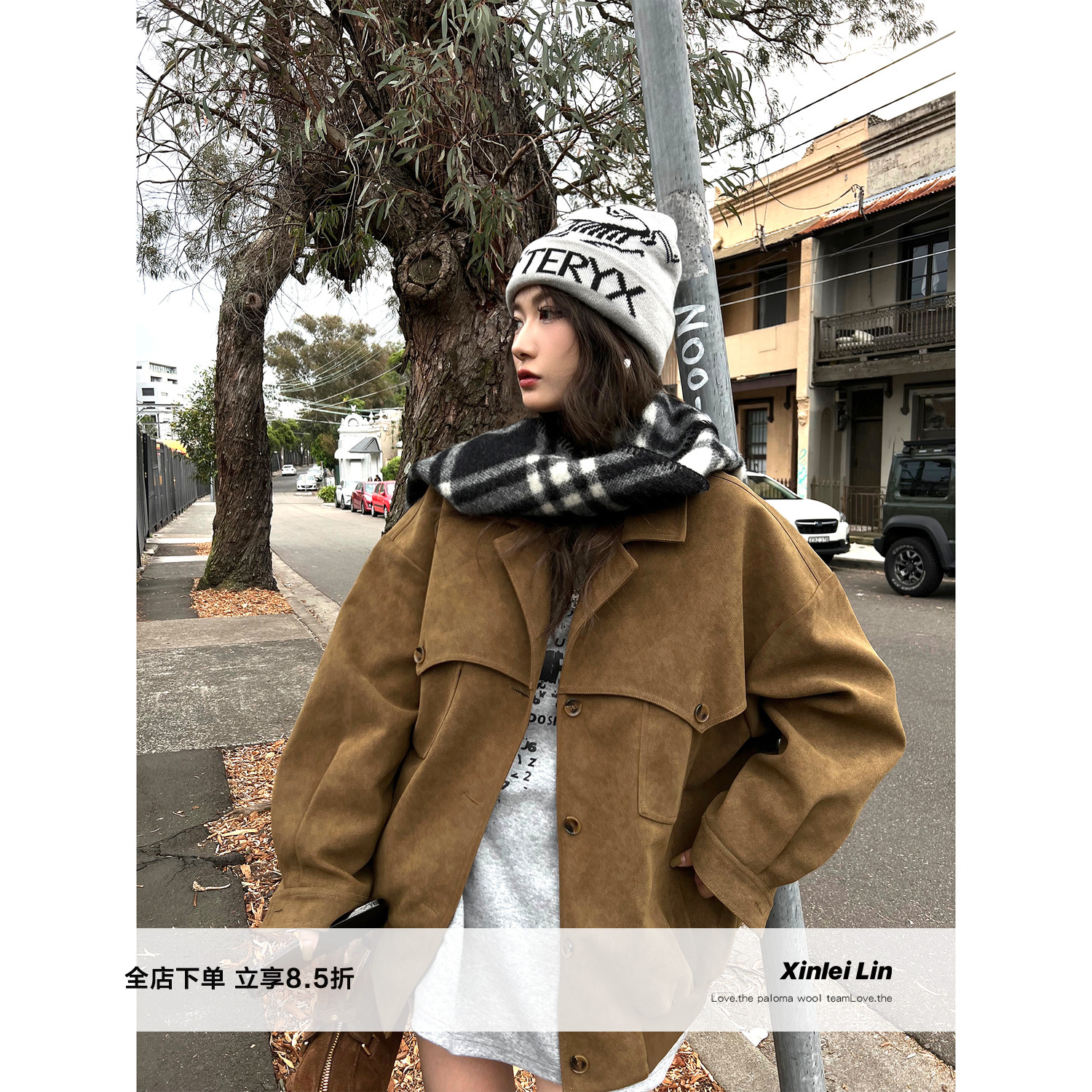 XinleiLin棕色夹克外套