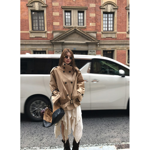 XinleiLin杏色不规则半身裙子