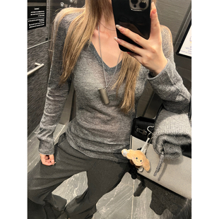 羊驼毛V领气质轻薄显瘦保暖针织上衣 冬日氧气 Xinlei Lin