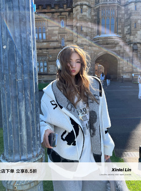 Xinlei Lin“木偶小猫/冬日安全感”chao密实/芝麻点提花廓形针织