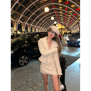 双色花呢小香风套装 洛克庄园 女春夏外套半裙 Lin Xinlei