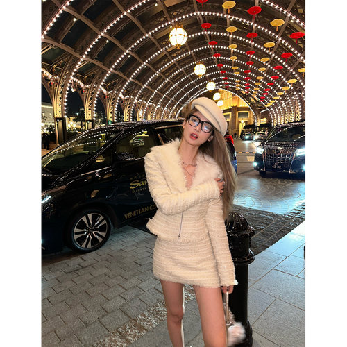 XinleiLin双色毛毛小香套装