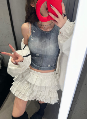 Xinlei Lin “春日万花筒”miu系白色蕾丝短款半身裙女春夏裙子