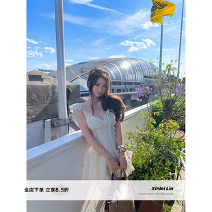 收腰显瘦蕾丝小飞袖 Xinlei 法式 月光变奏曲 连衣裙 Lin