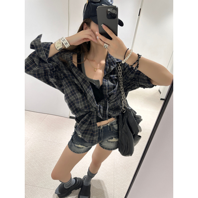 XinleiLin灰色格子衬衫