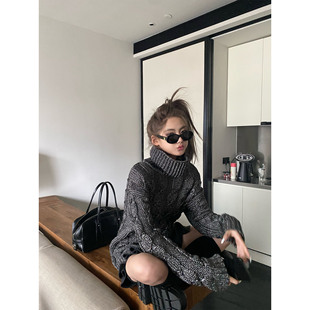 l套头高龄毛衣毛针织衫 私服chao重工银丝混织ys Lin Xinlei