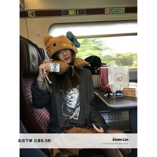 涂鸦猫咪星星字母雪花棉长袖 印花T恤集合 T恤 Lin Xinlei