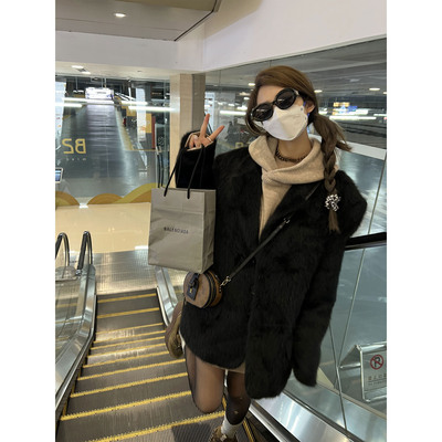 XinleiLin双色兔毛西装