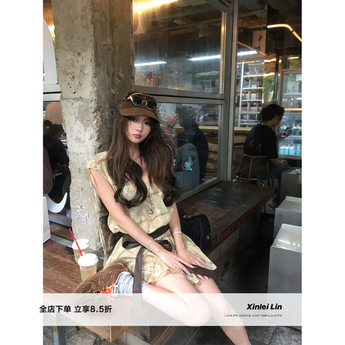 XinleiLin背心印花连衣裙短裙