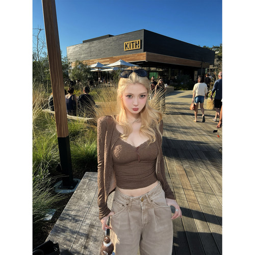 XinleiLin蕾丝吊带开衫套装