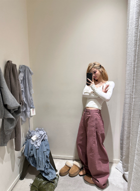 Xinlei Lin LA street 美式复古街头阔腿弯刀水洗工装裤