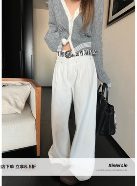 Xinlei Lin “温暖加倍”加绒水洗宽松阔腿裤休闲裤女秋冬长裤子