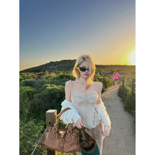 Xinlei Lin 花骨柔纱 Z*mm*rm重工压褶鱼骨抹胸碎花雪纺(带胸垫