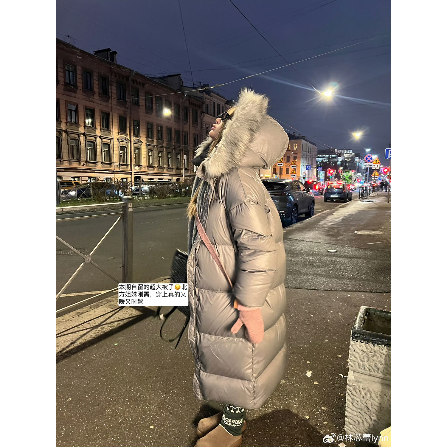 XinleiLin灰色长款连帽羽绒服