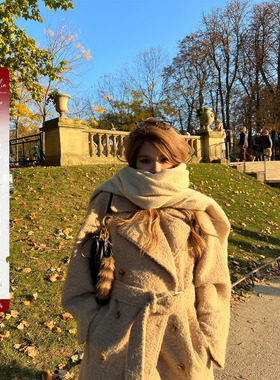 Xinlei Lin“巴黎画廊”羊毛宽松廓形双色呢大衣外套