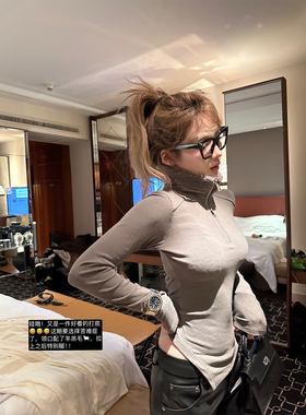 Xinlei Lin 双面轻暖 拼接羊羔毛领内里磨毛不规则合体长袖针织衫