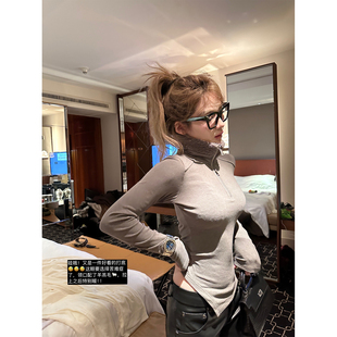 针织衫 Xinlei 拼接羊羔毛领内里磨毛不规则合体长袖 双面轻暖 Lin