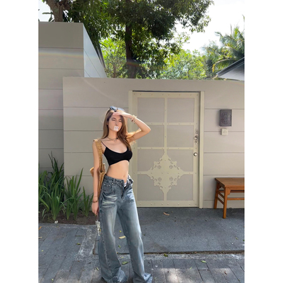 XinleiLin水洗牛仔直通长裤