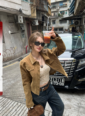 Xinlei Lin “皮革手册”pu皮衣麂皮双版本中短款翻领夹克外套