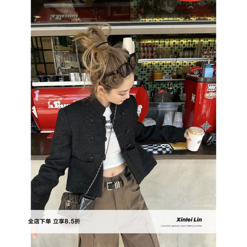 XinleiLin黑色小香风短外套