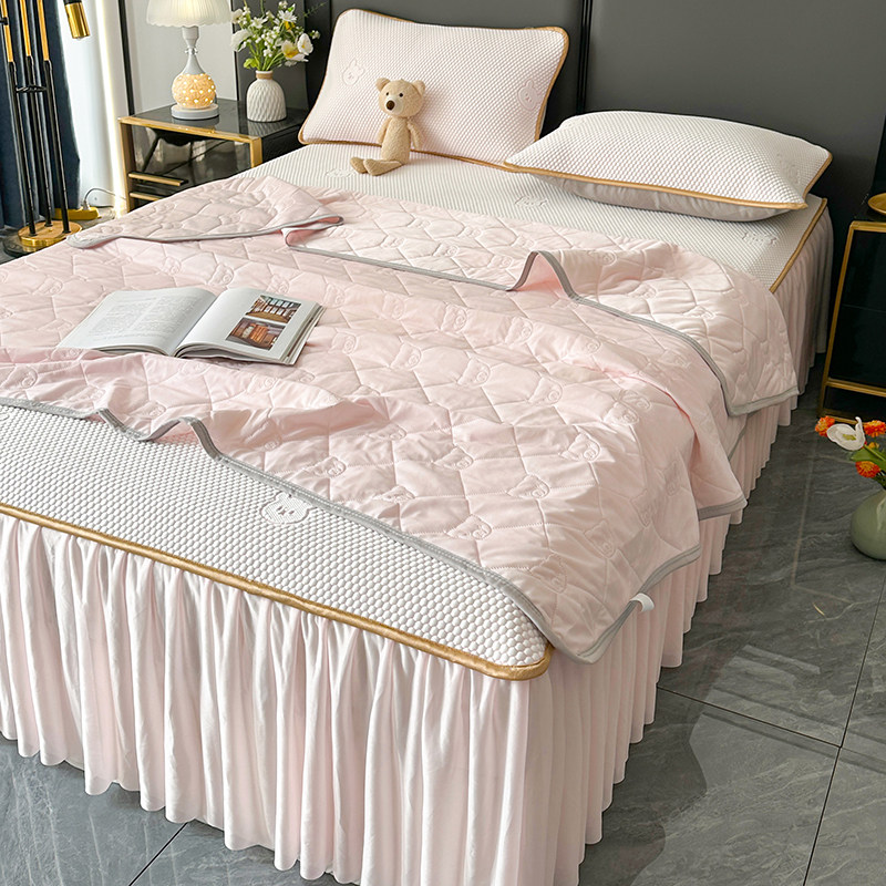 新款豆豆凉席三件套床裙款夏季凉感空调席子防滑冰丝席软席夏被四,床上用品,冰丝席,淘宝优惠券,粉丝福利购,淘宝优惠卷