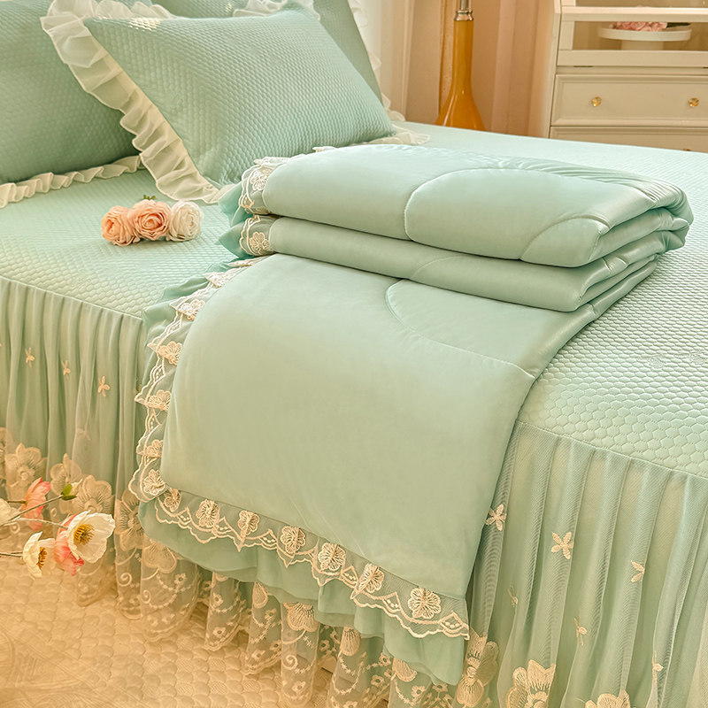 凉感豆豆凉席床裙款三件套夏季冰丝软席子空调席可机洗夏天席子,床上用品,冰丝席,淘宝优惠券,粉丝福利购,淘宝优惠卷