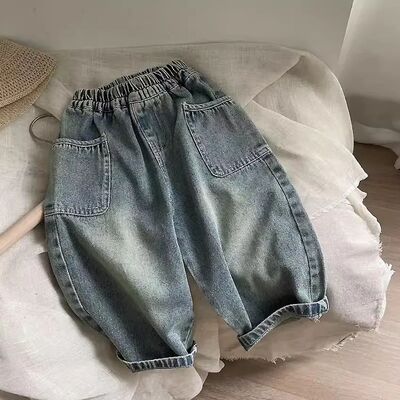 2025 Spring Autumn Kid Boys Denim Pants Side Pocket Polished