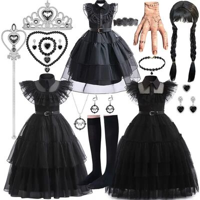 ?2026?Hot Address Black Dress Girl Halloween Cosplay Wednesd