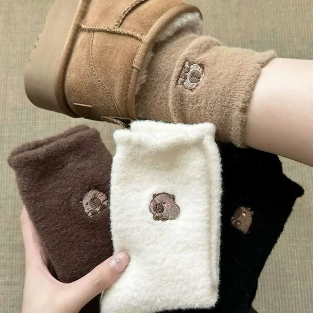 5Pairs Cute Fleece Capybara Socks Kawaii Soft Thicken Warm S