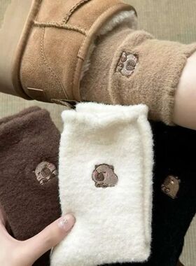 5Pairs Cute Fleece Capybara Socks Kawaii Soft Thicken Warm S