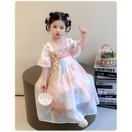 3-9T summer child kids girls short sleeve cute china style d