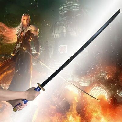 50in/128cm Final Fantasy Katana Long  Wooden Damascus Sword