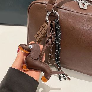 Leather Dachshund Bag Pendant Creative Keychain Lanyard bag