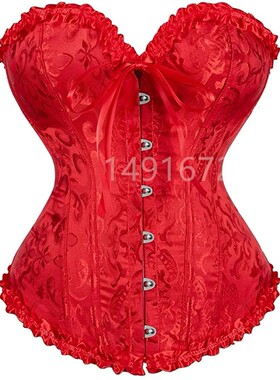 Sapubonva Red Corset Bustier Top Women Victorian Sexy White