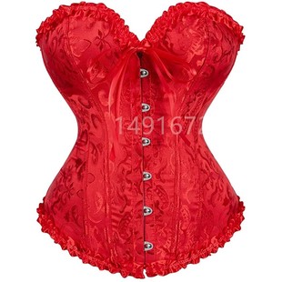 Sapubonva Red Corset Bustier Top Women Victorian Sexy White