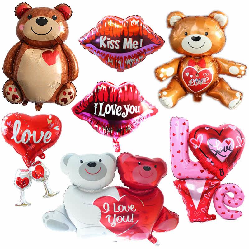 i love you kiss me lips love foil balloon for valentines day