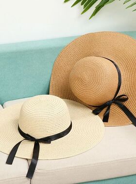 Women Beach Hat Foldable Floppy Straw Caps Big Wide Brim Sum