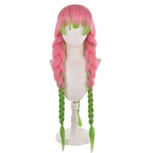 Demon Slayer Kanroji Mitsuri Cosplay Wig Green Mix Pink Long