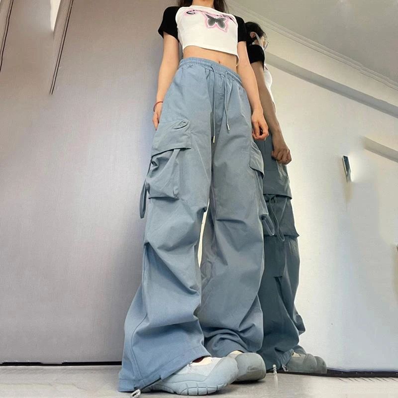 Women Y2K Cargo Pants High Waist Streetwear Hip Hop Trousers